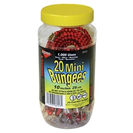 Hampton Products Keeper Hampton Products Keeper 20 Piece Jar Mini Bungee Cords  06053-10 - Pack of 8 06053-10